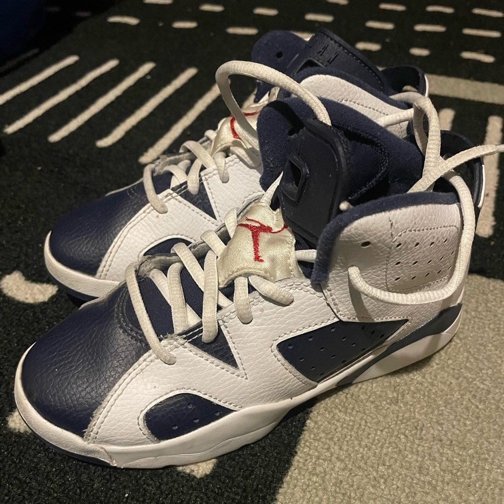 Kids White and Navy Sneakers